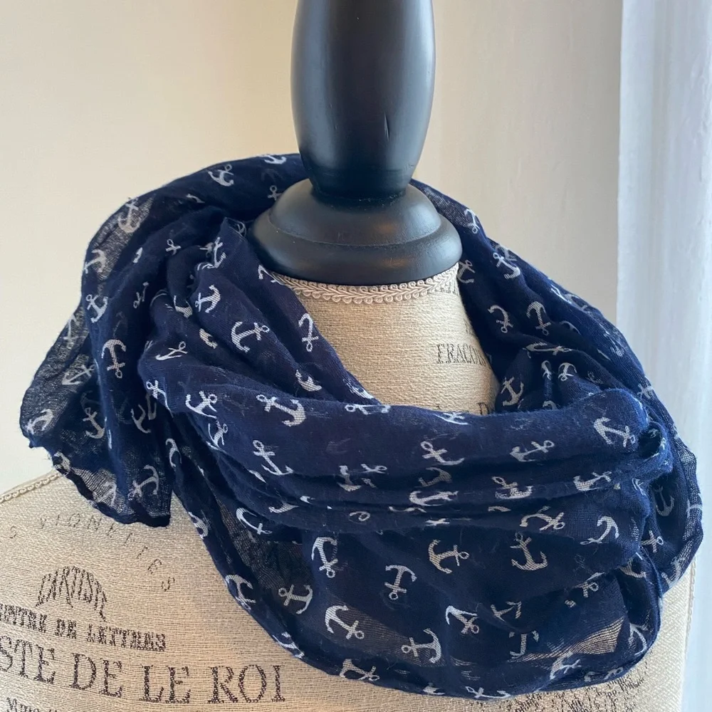 Blue scarf with white ancors